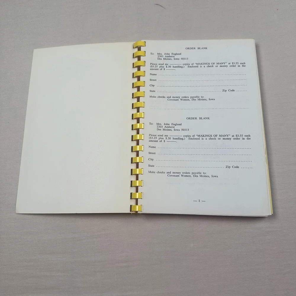 Making Of Many Evangelical Covenant Church Vintage Cookbook Des Moines Iowa 1971